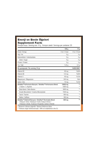 Xtreme Betanox Pre Workout 300 G 20 Servis Nox Antrenman