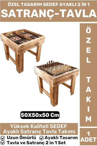 Özel Tasarım Yüksek Kaliteli Sedef 2 İn 1 Oyun Takımı Ayaklı Satranç Tavla Oyun Takımı Seti