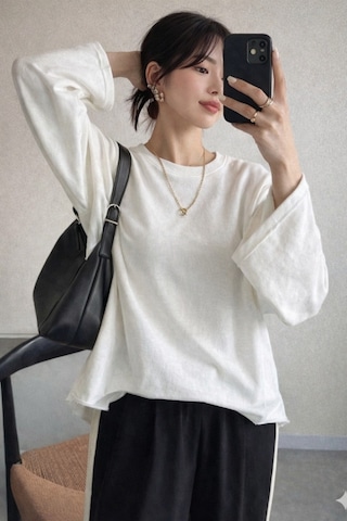 Cool Tarz Oversize Kesim Bisiklet Yaka Uzun Kollu Sweatshirt Beyaz Beyaz