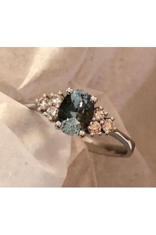 Meram Mücevherat 0,18 Ct Pırlanta 0,80 Ct Aquamarin Fantezi Yüzük