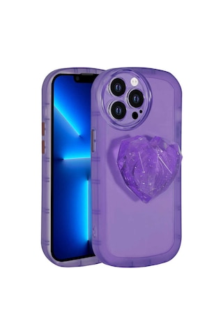 Apple Uyumlu iPhone 12 Pro Max Uyumlu Kamera Korumalı Pop Soketli Renkli Zore Ofro Kılıf-mor Mor -
