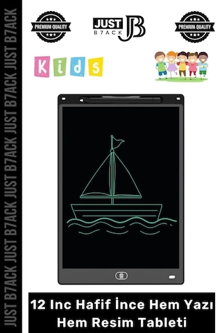 Yazıtableti 12 Inc Lcd Ekran Kalemli Dijital Çizim Tableti Yazı Tahtası Boyama Resim Akıllı Tablet Çok Renkli