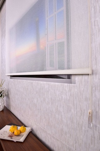 Beyaz Karartma Düz Etek Dilimsiz P 1090 Blackout Zebra Stor Güneşlik Perde 80 X 260