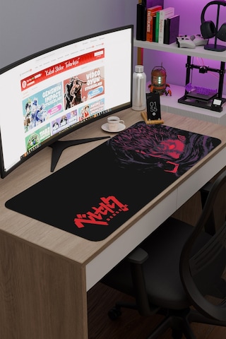 Berserk Kaymaz Dikişli Kauçuk Oyuncu Mousepad V5 - 90x40 Xxl Gaming Mouse Pad Fare Altlığı