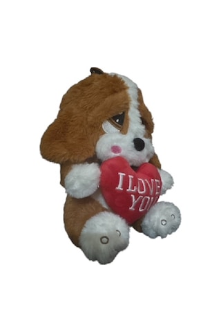 Kalpli Üzgün Köpek Peluş Oyuncak 25cm Koyu Kahverengi Koyu Kahverengi