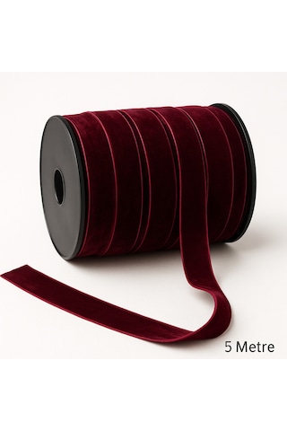 Paşateks 2.5 Cm Düz Kadife Şerit Bordo 5 Metre Yumuşacık Hiss Tekstil Aksesuarı