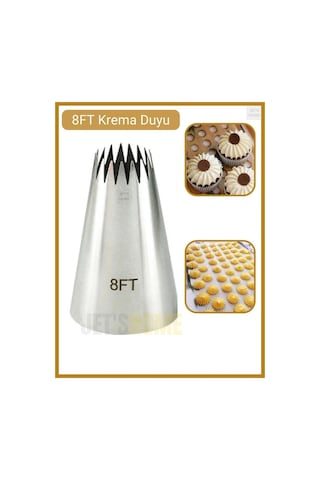 8ft Büyük Boy Yıldız Krema Duyu Cupcake, Kurabiye Ve Hamur Şekillendirici Paslanmaz Çelik Süsleme Uç Metalik Gri