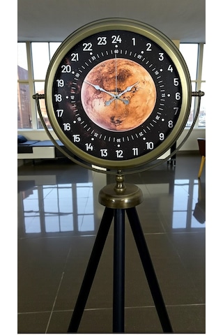 Eskitme 24 Saat Göstergeli Özel Tasarım Tripod Ayaklı Saat Diğer