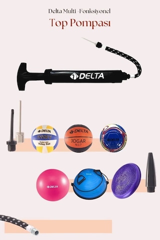 Delta Connel El Dikişli 5 Numara Dura-strong Futbol Topu + Çok Fonksiyonlu Top Pompası İkili Set Beyaz