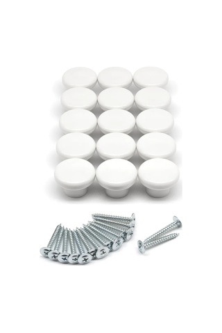 Smikov Mobilya İçin Evrensel Düğmeli Kulp 15 Adet 444211735 Beyaz