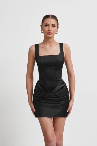 Blanco Kadın Viral Balenli Siyah Mini Elbise Black Black