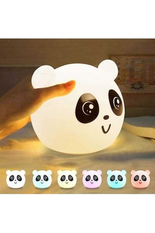 Opulentliving Çok Renkli Kawaii Çocuk Gece Lambası, Panda Tap, Od Dekoru, Hediye Çok Renkli