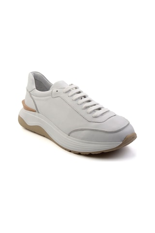 Bambi Beyaz Hakiki Deri Erkek Sneaker E01087115603 Beyaz