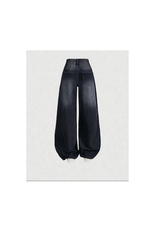 J&kstores Baggy Salaş Pocket Bol Paça Retro Görünümlü Jean Pantolon Gri