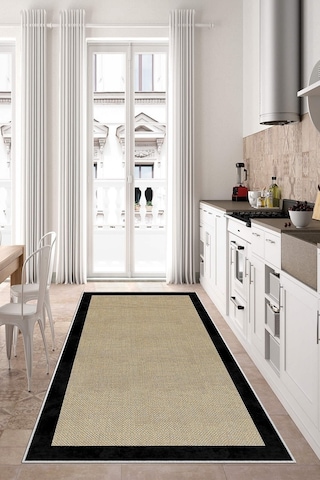 West Home Dijital Baskı Yıkanabilir Kaymaz Taban Salon Halısı Mutfak Halısı Koridor Halısı Wh 455 Black