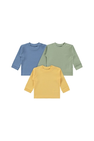 Minidamla Basic 3'lü Set 6-18 Ay Sweatshirt - Mavi Koyu Mavi