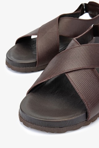 Valmenti Nia Erkek Kahverengi Tekstil Deri Duz Sandalet 60 9577 Erk Sndlt Y24 Kahverengi