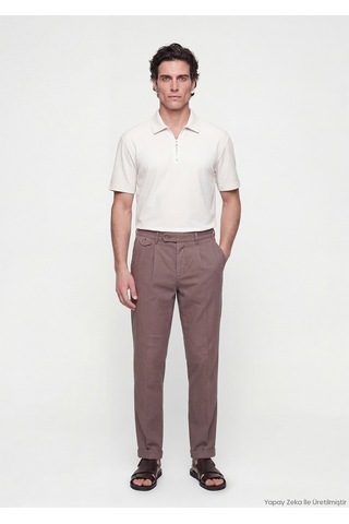 Ramsey Mürdüm Düz Dokuma Relaxed Fit Casual Pamuk Karışımlı Pantolon mürdüm damson Color