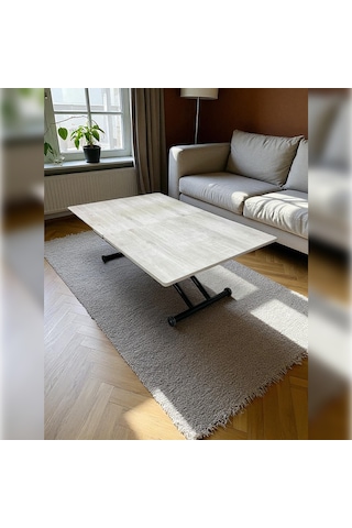 Ortadan Açılır Akıllı Masa Üst Mdf Lizbon Alt Ayak Siyah