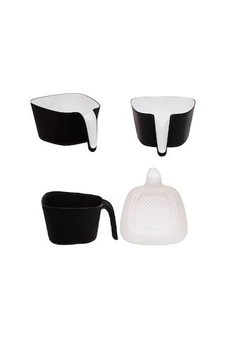 Porsima G-575 2 Parça Çok Amaçlı Plastik Süzgeç Siyah Beyaz