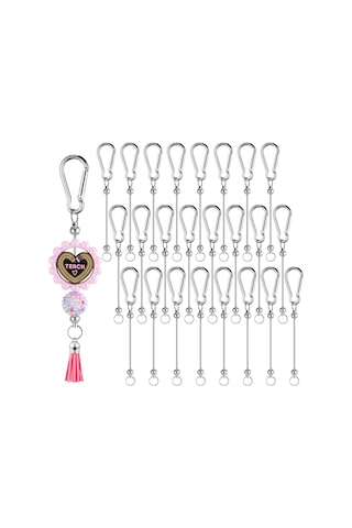 Gatherco 24 Parça Boncuklu Anahtarlık Çubuğu Gümüş Boncuklu Anahtarlık Toplu Dıy Boş Anahtarlık Çubuğu Boncuklu Kancalı Anahtarlık Dıy İçin