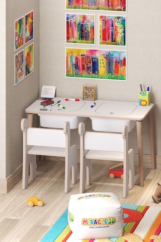 Miracle 3d Çocuk Çalışma Masası Aktivite Masası Beyaz