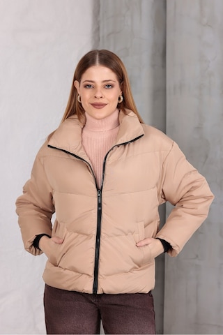 Blayn Jeans Kadın Kapüşonsuz Şişme Mont Krem
