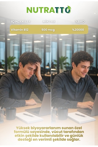 Nutratto B12 Sprey Vitamin B12 1000 Mcg Metilkobalamin Takviye Edici Gıda 30 Ml