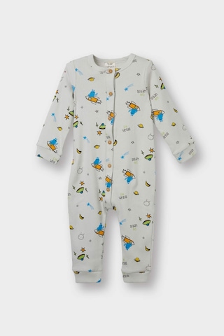 Defacto Erkek Bebek Yenidoğan Desenli Fitilli Kaşkorse Uzun Kollu Tulum F4658a525augr503 Gri