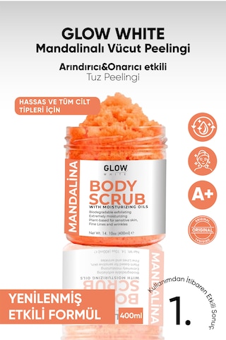 Glow Whıte Mandalina Body Scrub 400g Cildi Arındıran, Canlandırıcı Ve Nemlendirici Tuzlu Vücut Peelingi