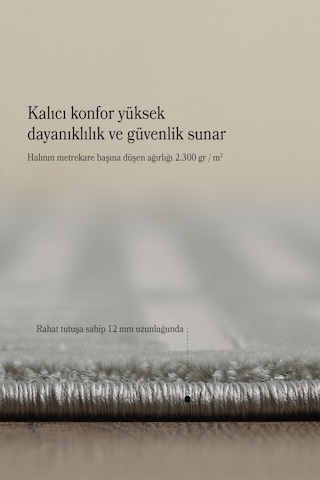 Modern Oturma Odası Halısı Salon Halısı Yolluk Gri Halı Hav Toz Vermez Kolay Temizlenebilir Halı Gümüş