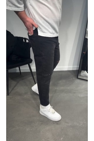 Etiler Collection Erkek Siyah Dizi Yırtık Boyfriend Jean