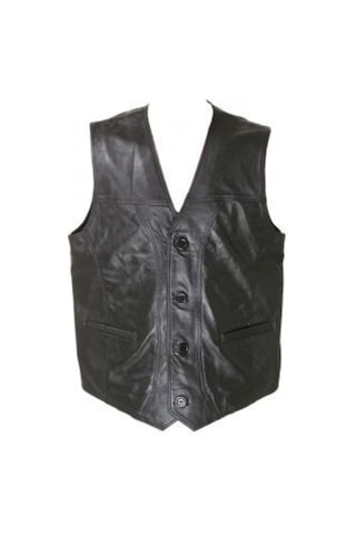 Hakiki Deri Klasik Ve Spor Kesim Erkek Deri Yelek Siyah