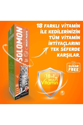 Multi Paste 100 Gr Kediler Için Bağışıklık Sistemi Destekleyici Tüy Yumağı Oluşumunu Engelleyici 18 Farklı Vitamin İçerikli Multivitamin Malt Macunu