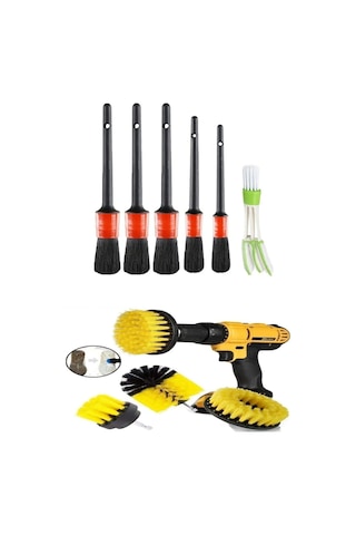 İsgstore 9 Parça Araç Iç Ve Dış Matkap Ucu Uyumlu Detaylı Bakım Fırça Temizleme Seti Toplam 9 Parça Ürün.