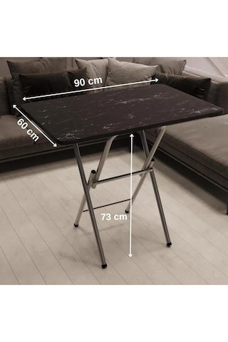 Katlanır Masa Kırma Masa 60x90 Siyah Mermer Desen Mutfak Masası
