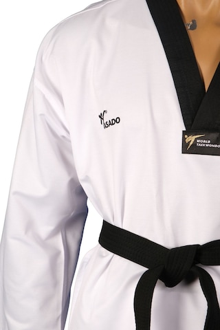 Haşado Wt Onaylı Fitilli Siyah Yaka Taekwondo Elbisesi Beyaz