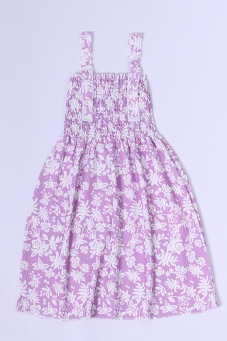 Kız Çocuk Askılı Elbise Çiçek Desenli B35 Hcm00119 Lila - Pembe