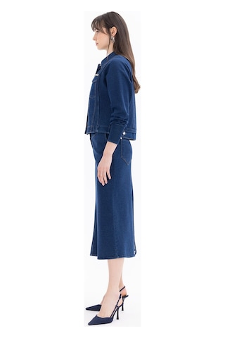 Seçil Kadın Cepli Midi Boy Jean Etek 1012 Lacivert