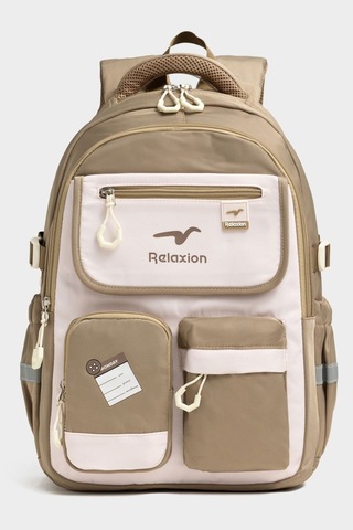 Relaxion Unisex Okul Sırt Gezi Kamp Günlük Öğrenci Sırt Okul Çantası 2469 Vizon Bej