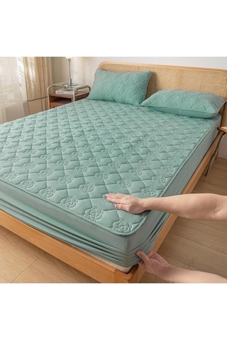 Novahub Simmons Yatak Örtüsü Açık Yeşil Tek Parça Koruyucu Kapak İdrar/su Geçirmez Açık Yeşil