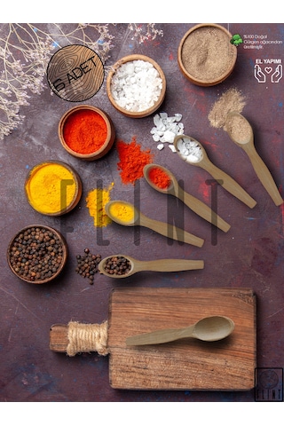 Gürgen El Yapımı Tahta Ahşap 6'lı Baharat Ölçü Reçel Kaşığı 11cm