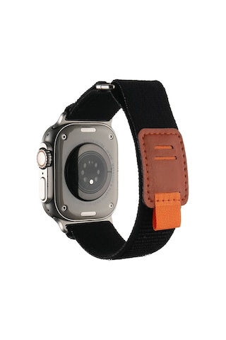 Apple Uyumlu Watch Ultra 49mm Hasır Kordon Zore Krd-106 Strap Kayış-siyah