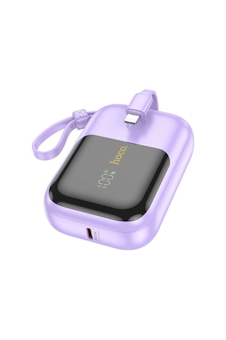 Hoco Q20 Fountain 10000mah 22.5w+pd20w Dijital Göstergeli Kablolu Powerbank Mor Mor