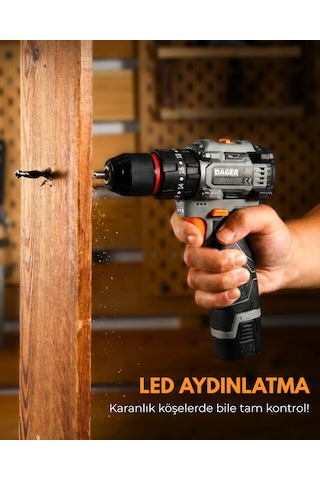 Dager BOLT 16.8V Kömürsüz Darbeli Şarjlı Matkap Vidalama Seti | 60Nm | Çift Akü + 85 Parça Aksesuar + Hızlı Şarj | Gri