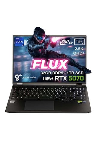 Gameraider Flux GR16 i9-14900HX32 GB 1 TB SSD 8 GB RTX5070 16" Free Dos Dizüstü Bilgisayar