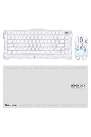 Gravastar Mercury K1 Kablosuz Mekanik Gaming İngilizce Q Klavye, M2 Kablosuz Optik Mouse Ve Mousepad