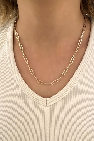 Oval Ataç Zincir 14 Ayar Sarı Altın Altın