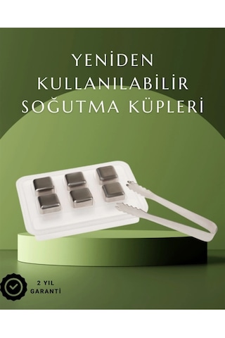 Paslanmaz Çelikten Üretilmiş Metal Buz Küpü Seti Ve Buz Klipsi Çok Renkli