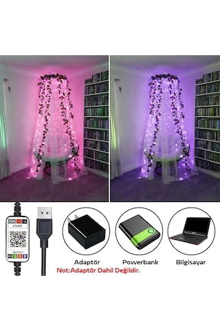 Ally 5mt 50 Led Rgb Bluetooth Telefonla Kontrol Edilen Usb Led Lamba İos-android- 5775 Renkli